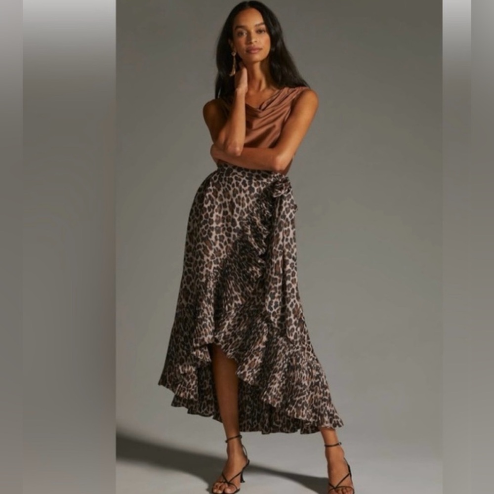 Anthropologie Mare Mare Asymmetrical Leopard Wrap Skirt NWT